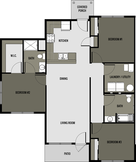 Floor Plan 3 (3 Bed, 2 Bath)
